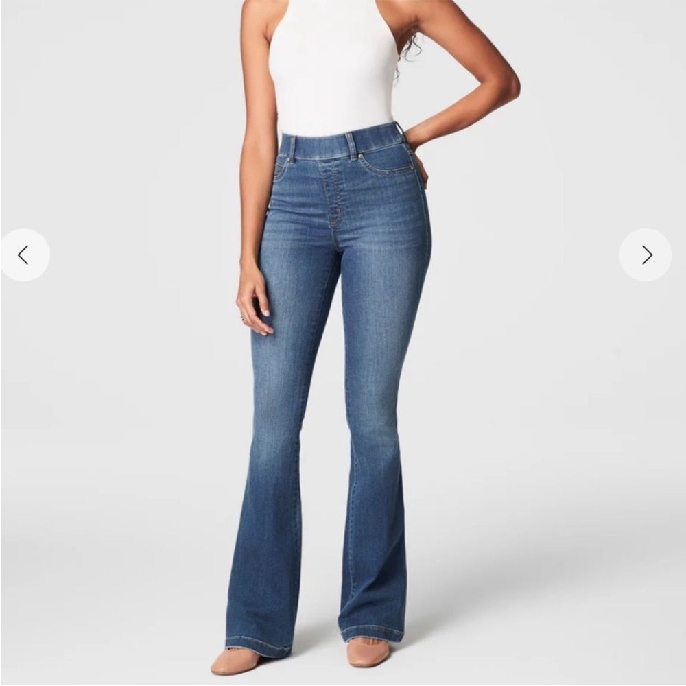 SPANX Blue High-Rise Bootcut Jeans